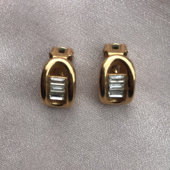 Christian Dior Gold and Chrystal Vintage Designer Earrings clip ons - Picture 9 of 14